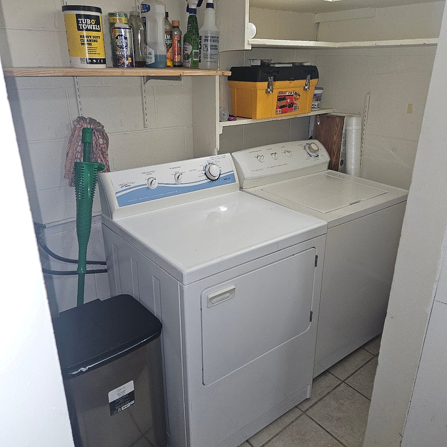 Washer and Dryer as well as basic home tools.