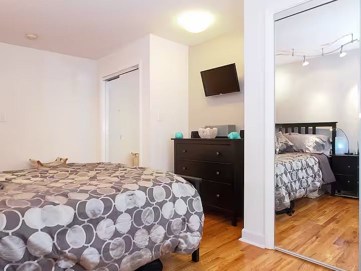 Bedroom has a 32-inch SmartTV with Fire Stick and lots of streaming video options
