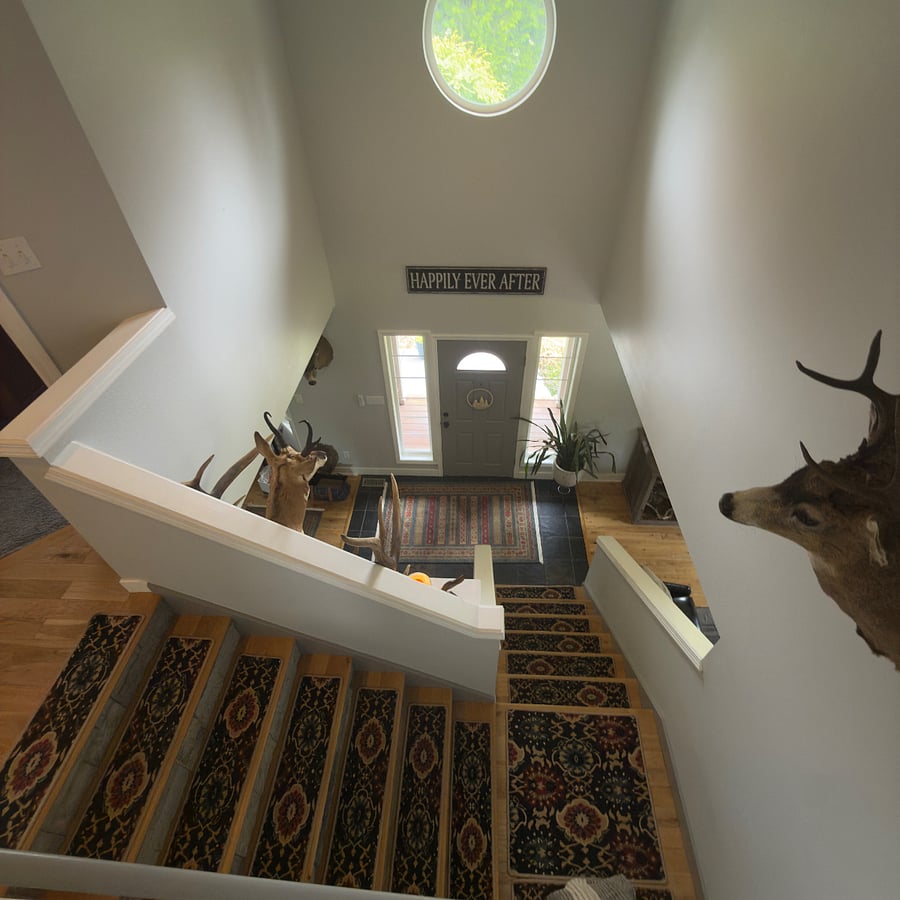 Top of stairs in hall way
