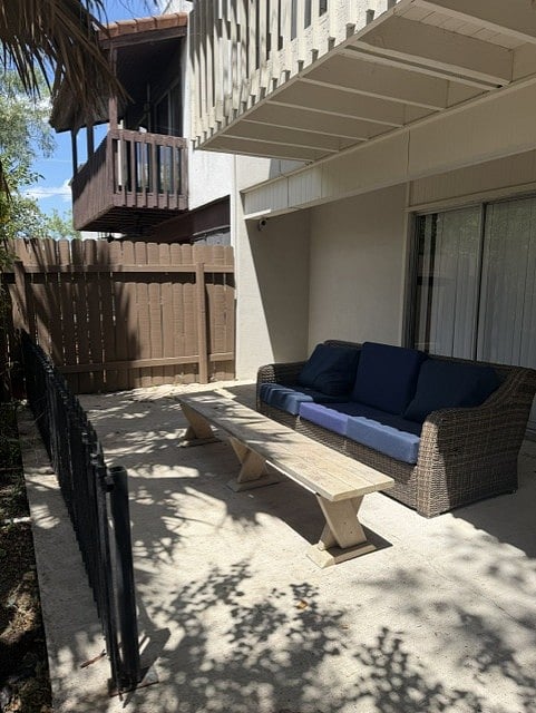 back patio with seating area