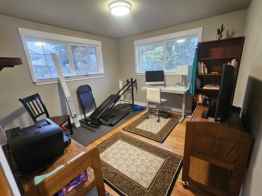 Office space if needed. Maybe get a stretch or quick workout indoors.