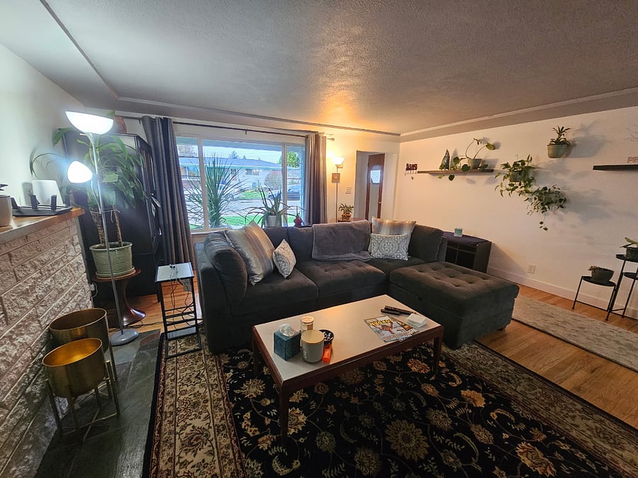 Living room looking out to front of house only shared space when both bedrooms are being occupied. Otherwise, it'll be your space