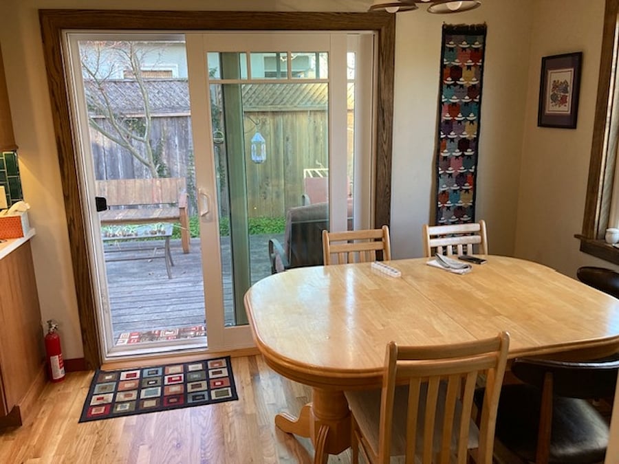 Dining area with access to deck.