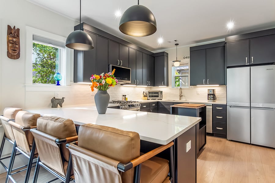 Kitchen with bar seating