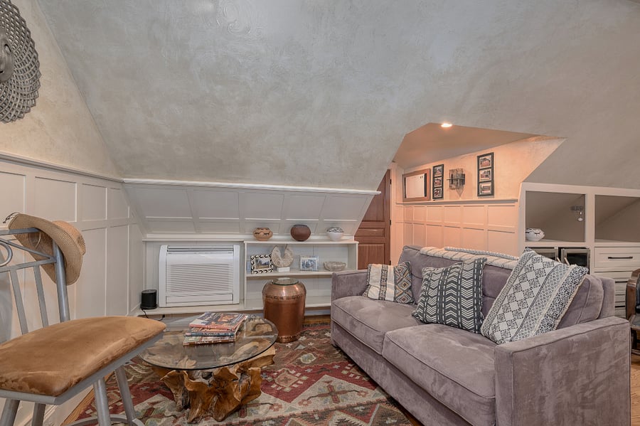 Sofa opens into sleeper to accommodate the occasional guest. 