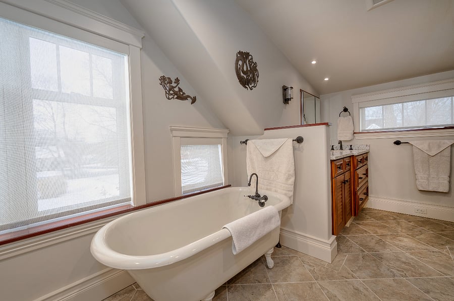 A soaking tub for a spa experience in your own space! (overlooking the beautiful back yard, you see them, they don't see you!)