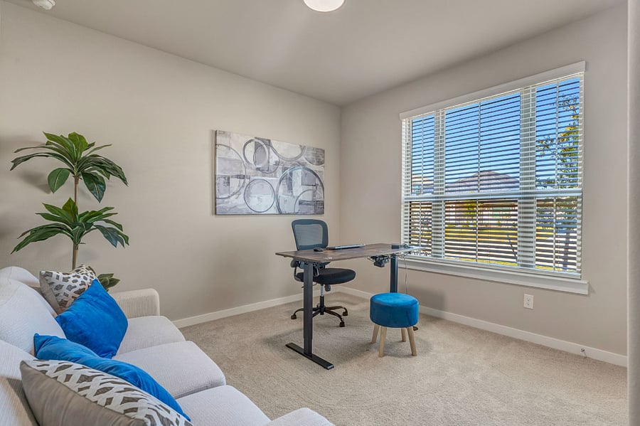Home office with Standing Desk and Lots of Light