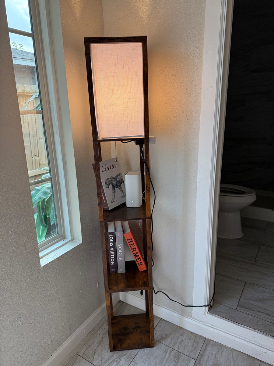Bookshelf and lamp