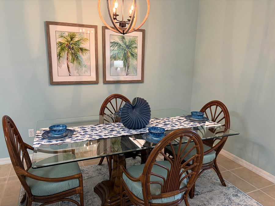 Dining area with 2 additional chairs available.