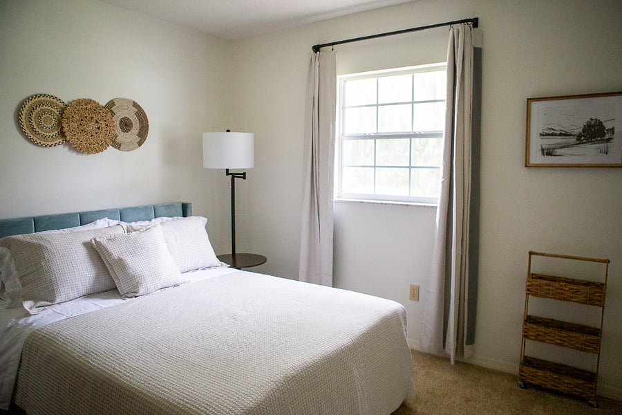 Bedroom 3 has a full size bed and blackout curtains