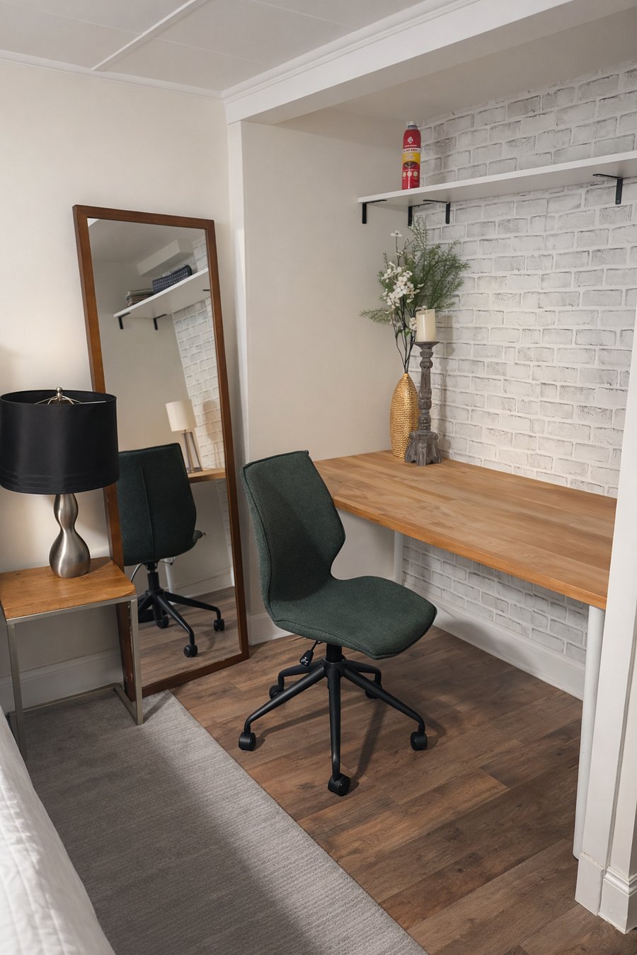 Desk in bedroom on bottom floor