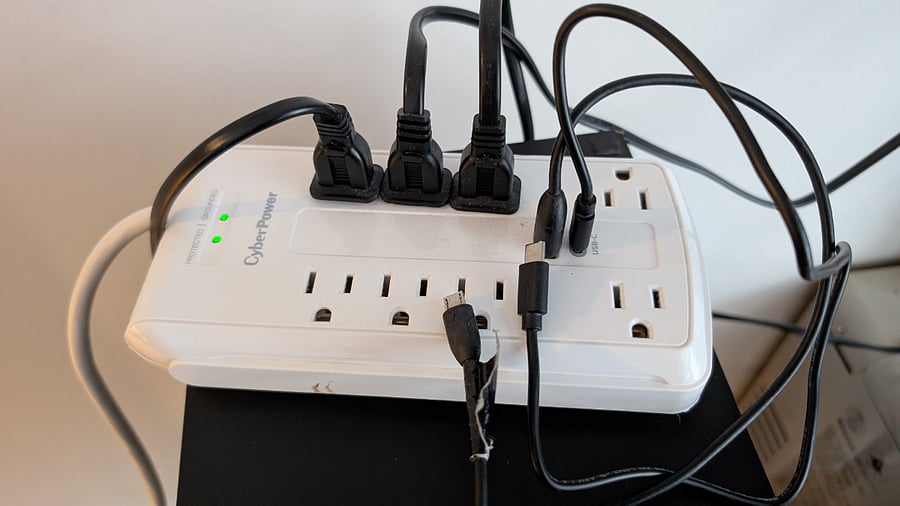 Charging station with USB-a/c ports and cords