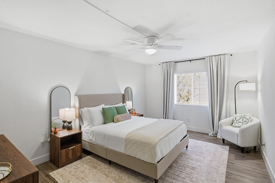 Primary bedroom with queen bed