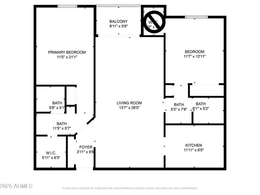 Floor plan showing split layout
