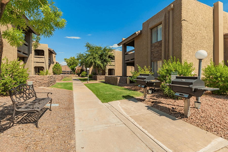 Community gas grills and seating