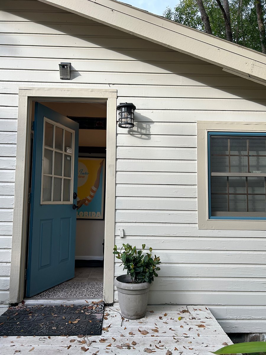 Back door entrance and parking.