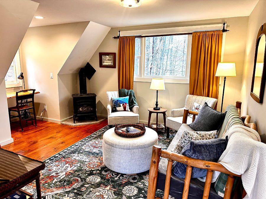 Living room with dedicated desk area