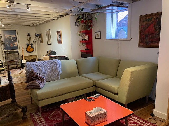 Open basement with TV room
