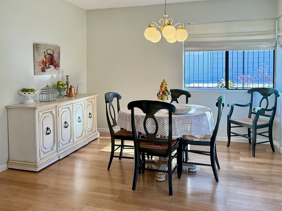 Kitchen nook opens to the back patio.