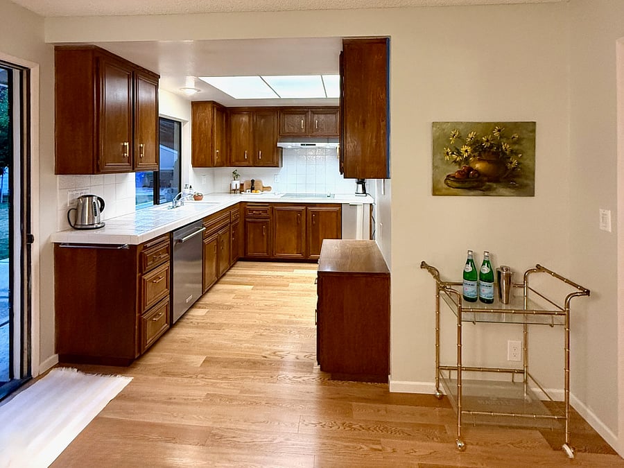 View of the kitchen from the nook.