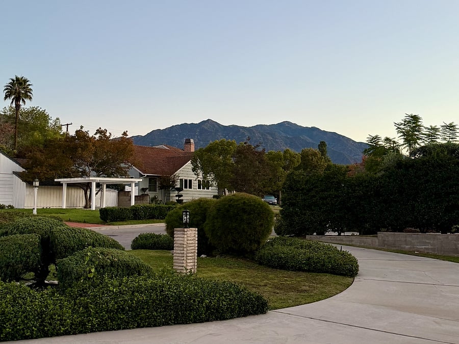 View of the San Gabriel mountains from the front driveway.