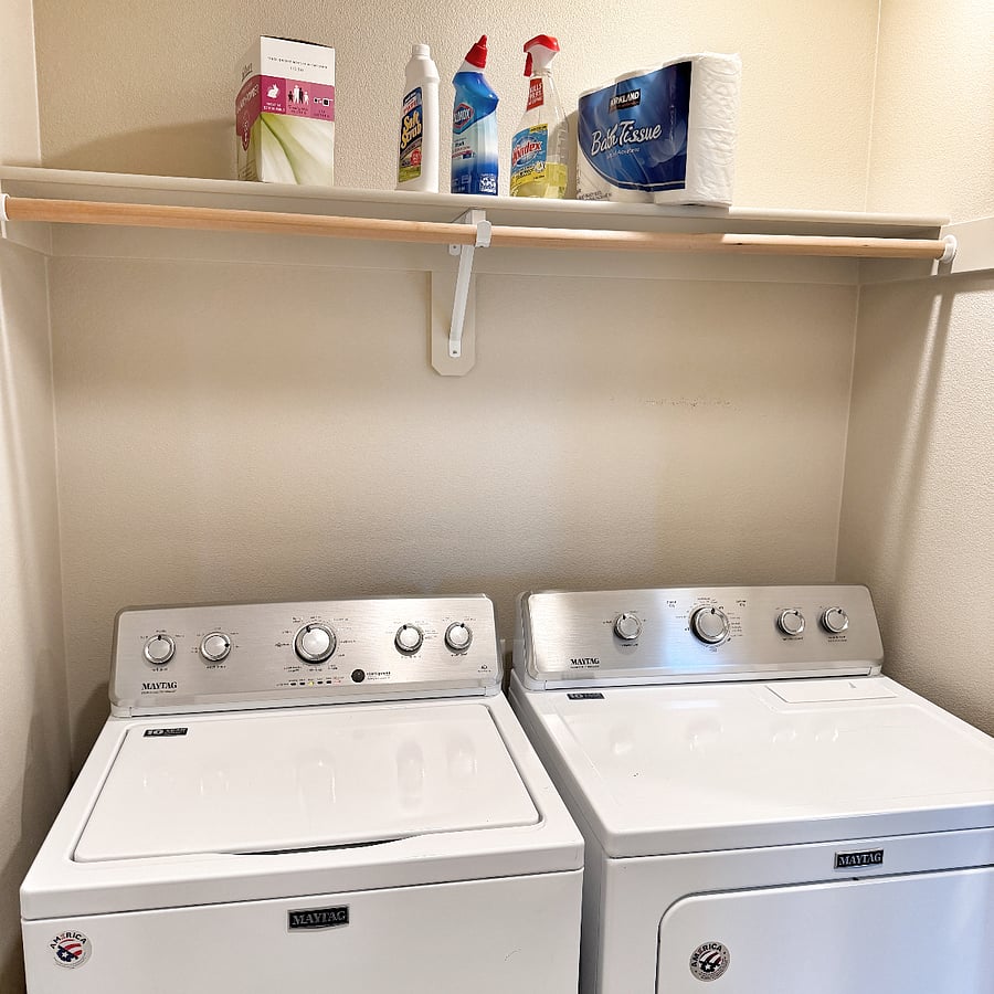 Laundry closet ~ w/full size washer/dryer & starter supplies