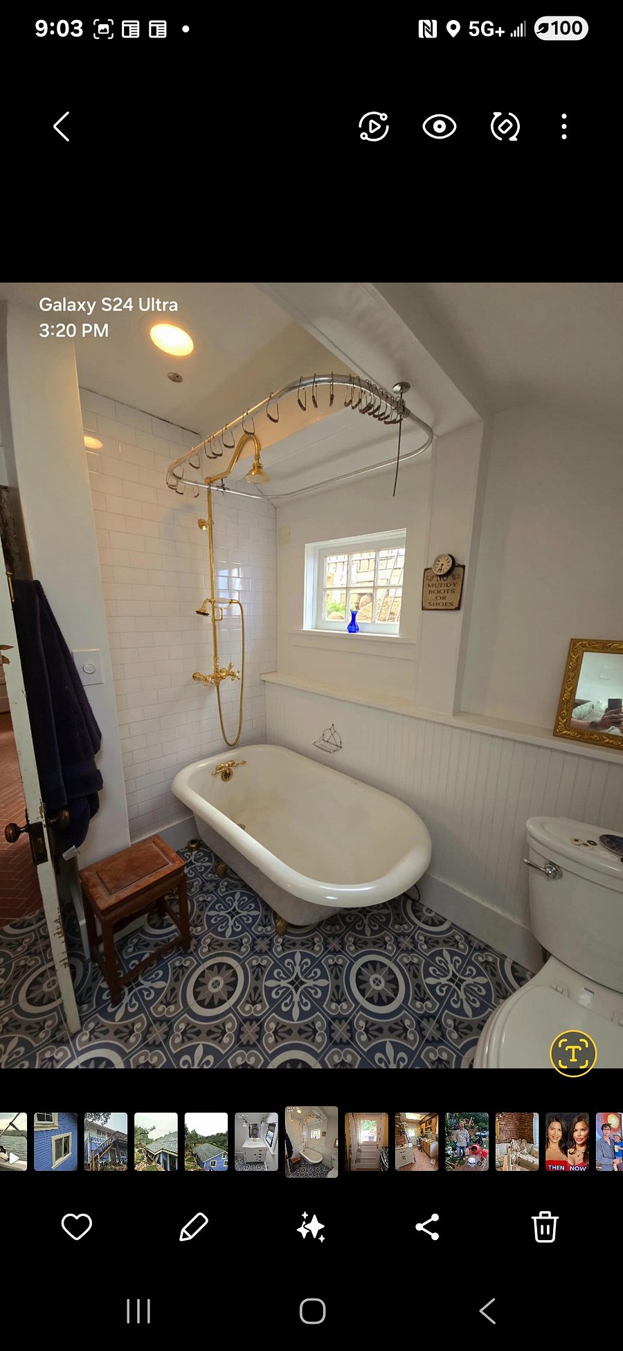 Claw foot bath tub/shower.