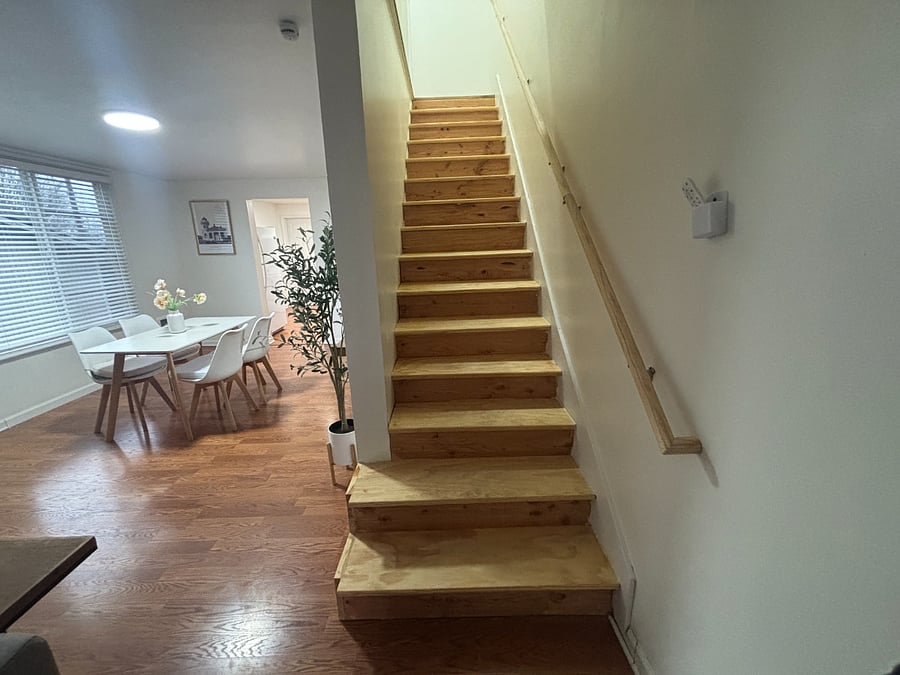 stairs view with ceiling padding