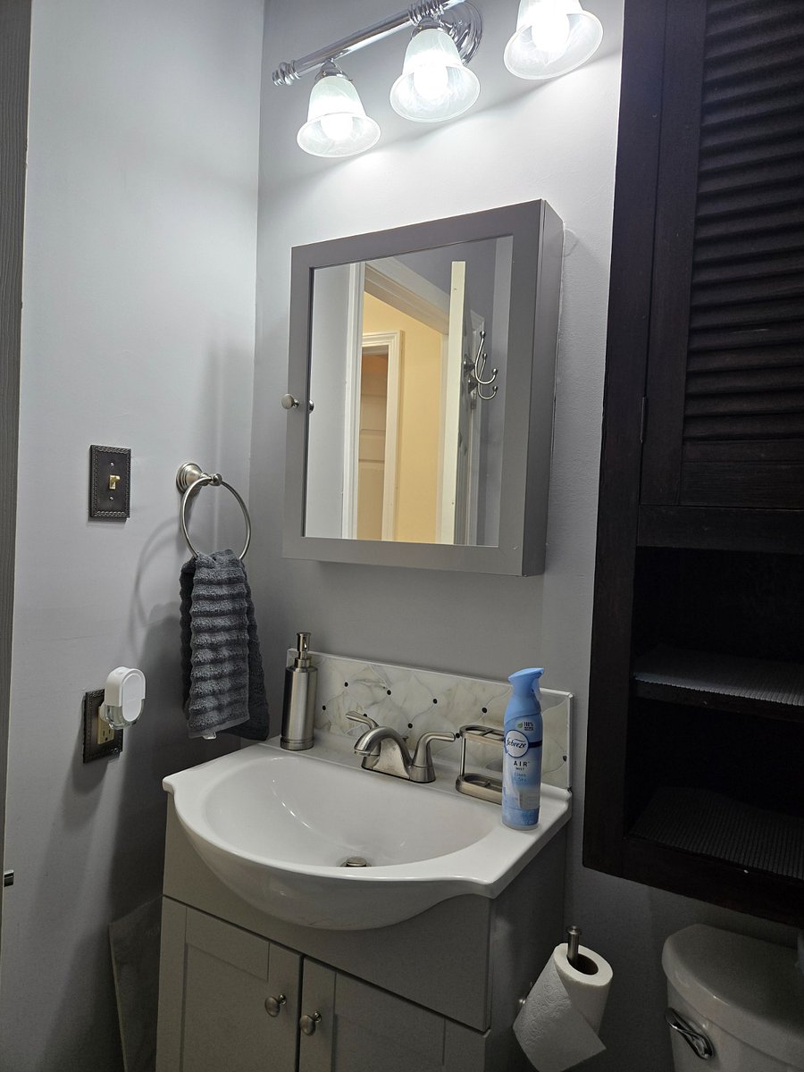 Main bath with medicine cabinet