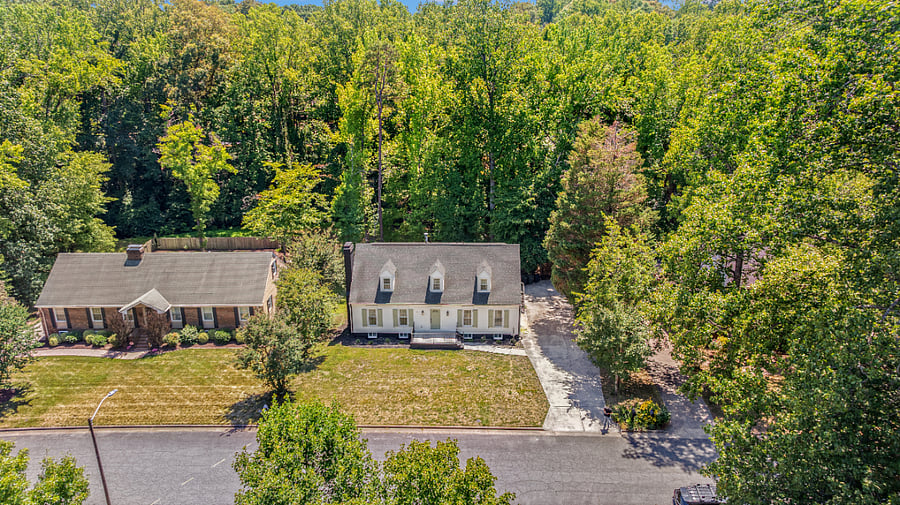 Aerial view of house.