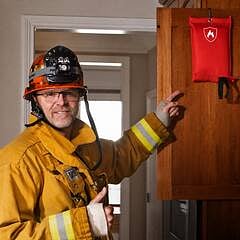 Fire Blankets are hung near the kitchen on the W/D Closet Door and Upstairs on Hallway Closet Door.
There is a fire extinquisher too.