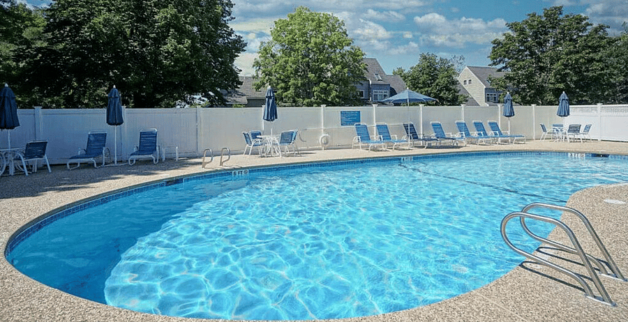 Private, community heated salt water pool