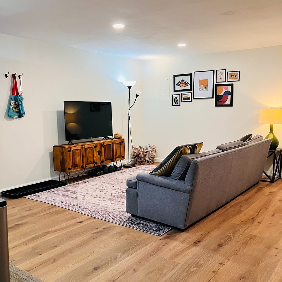 Lower level living space. Sign into any of your streaming services.