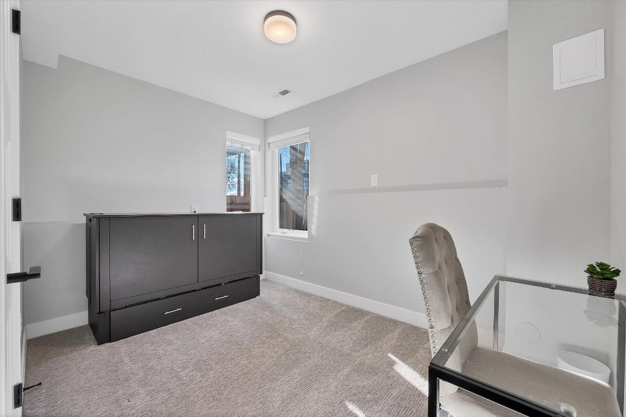 First Floor: office and guest bedroom equipped with queen sized temperpedic mattress (murphy bed)