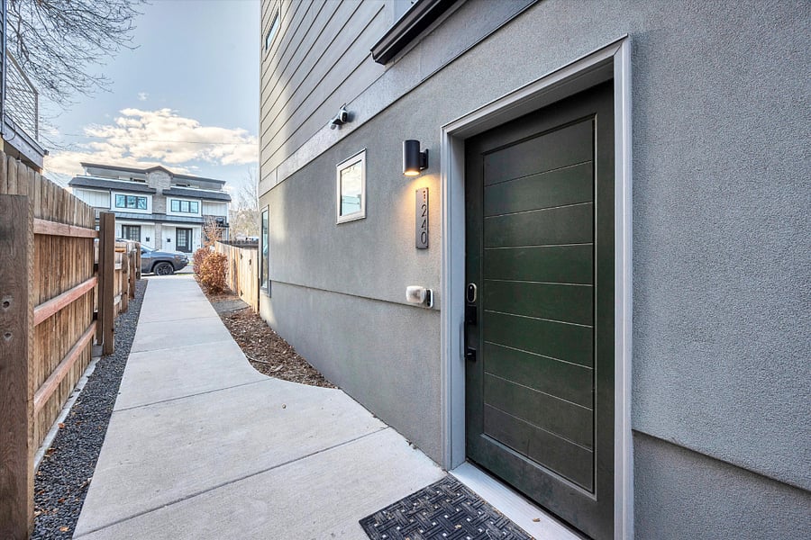 Exterior: front door equipped with Nest/Yale lock