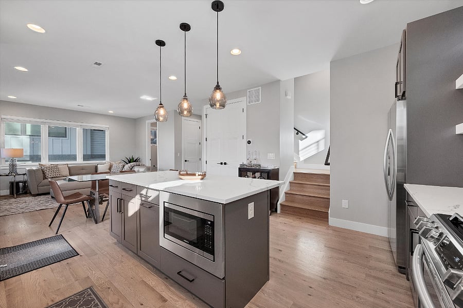 Second Floor: kitchen, dining, living room