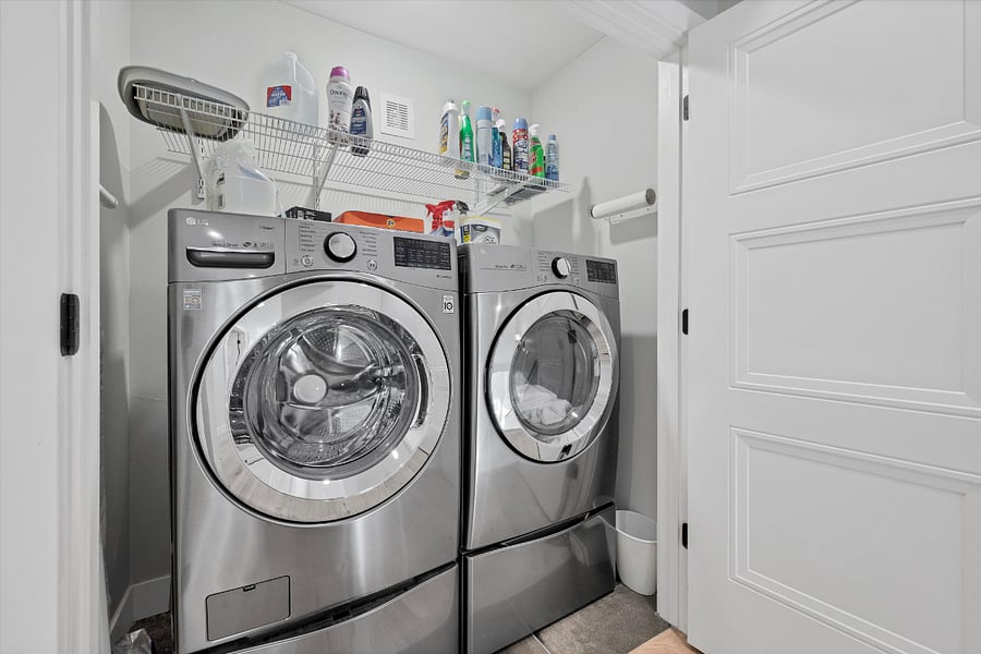 Third Floor: full sized washer and dryer w/ separate washer (under main) for small, delicate, and handwashed loads