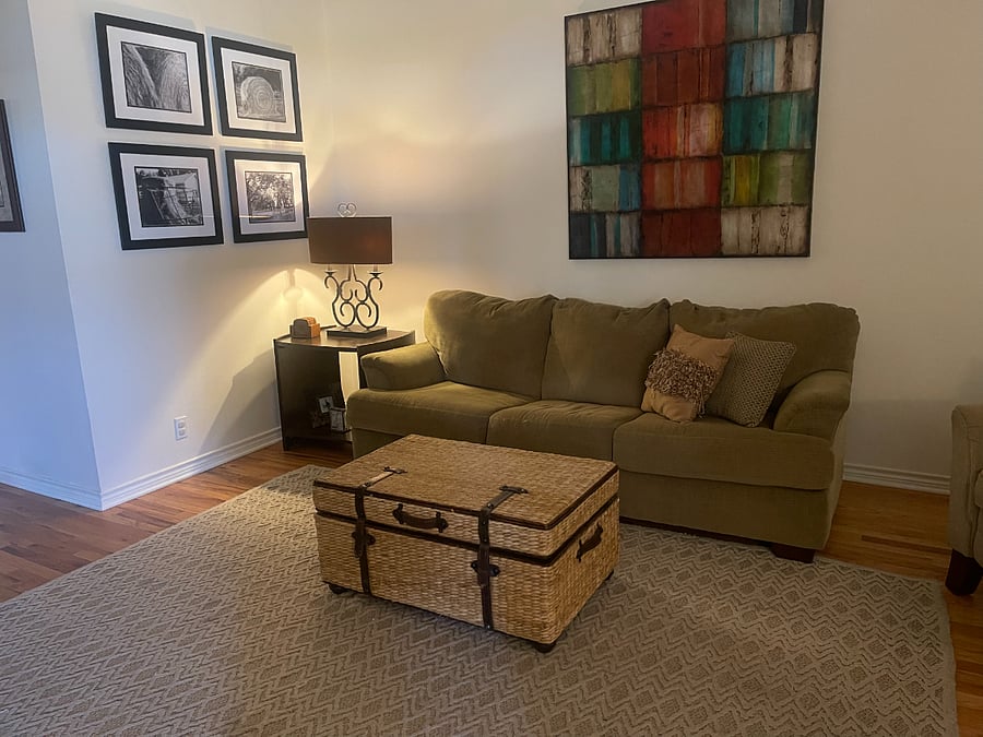 Downstairs living area with TV.