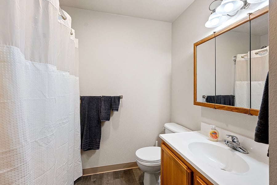 Bathroom 1: Full bathroom with tub/shower, linen closet