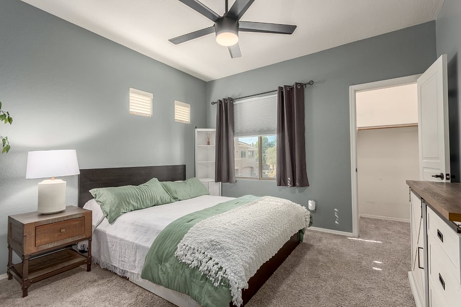 Bedroom 3 - Queen Bed, walk in closet, TV