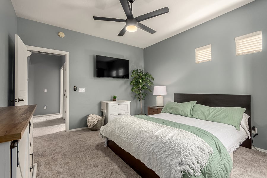 Bedroom 3 - Queen Bed, walk in closet, TV