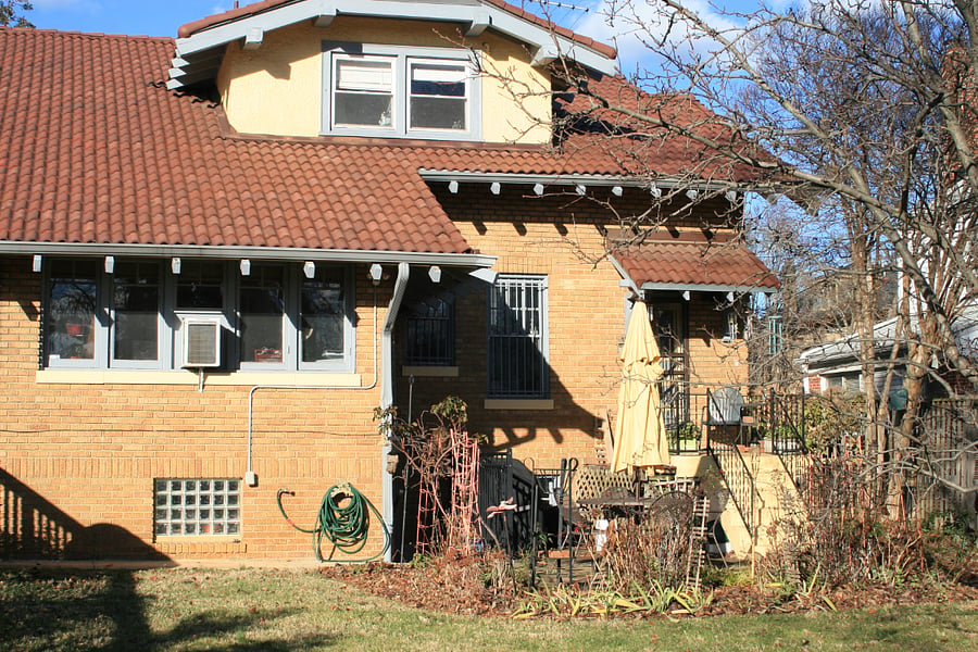 Backyard patio accessible to renters. Large garden with southern exposure.