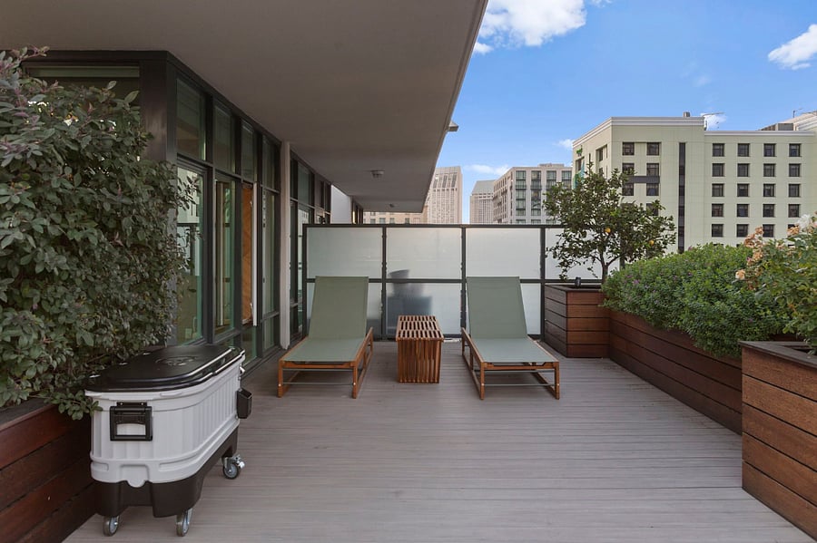 Roof deck sundeck gets exposure all day.
