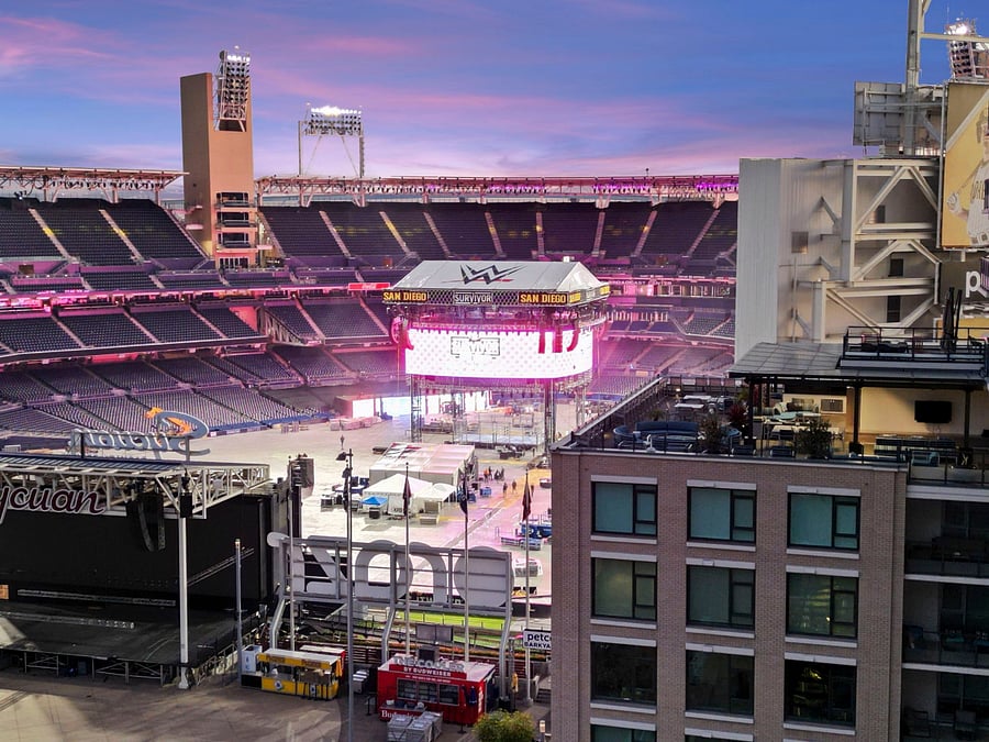 Legend Common Area Sky deck looks directly onto Petco Field for games, concerts and events.