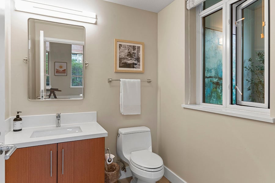 1st floor guest half bathroom, off living room.