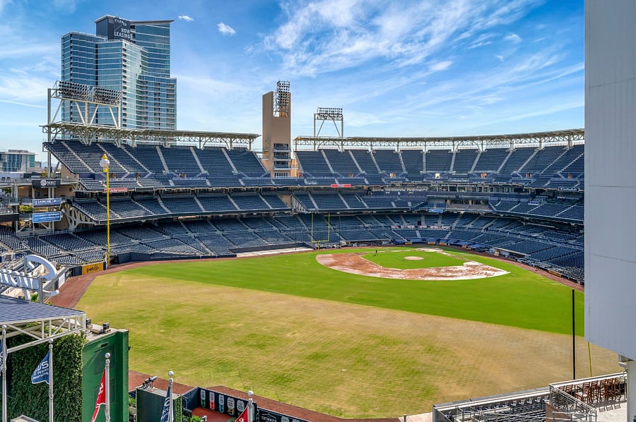 Legend Common Area Sky deck looks directly onto Petco Field for games, concerts and events.