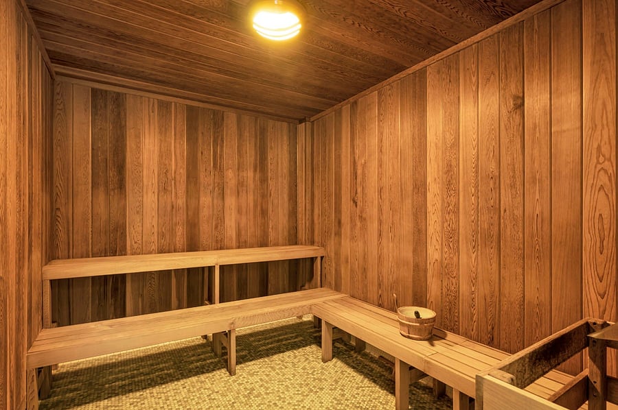 Legend sauna, located off the pool steps from the front door of the unit.