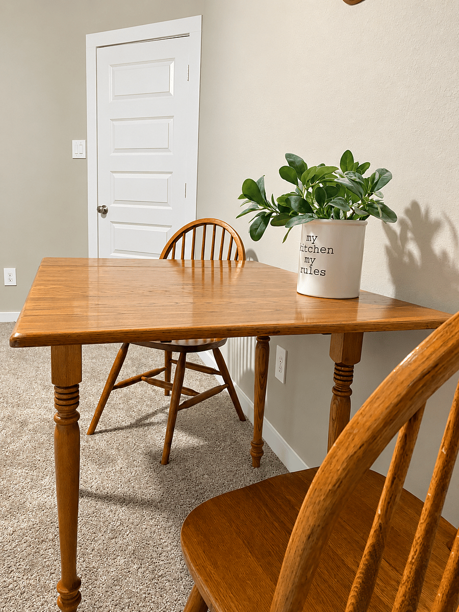 solid wood dining table with vintage character-sturdy and spacious for dining,working or studyng during extended stays