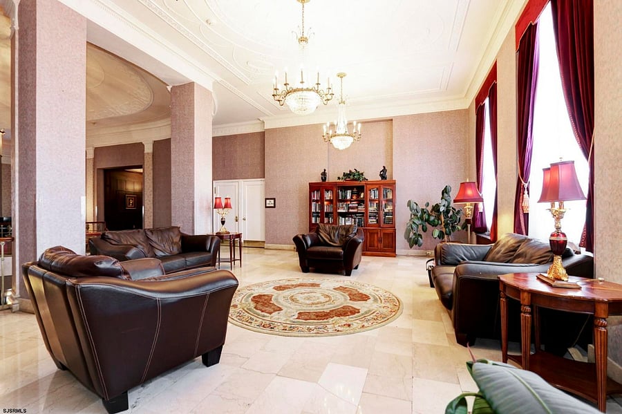 This shows part of the second floor lounge, around the corner is a big, leather sectional.  
