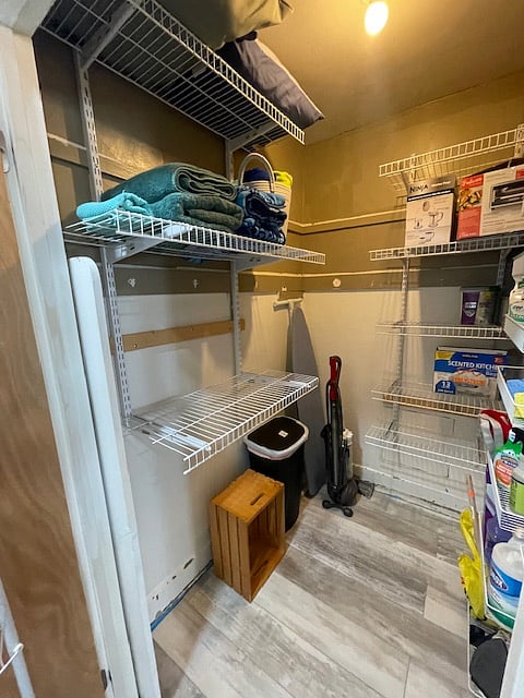 Walk-in storage closet in the hallway.